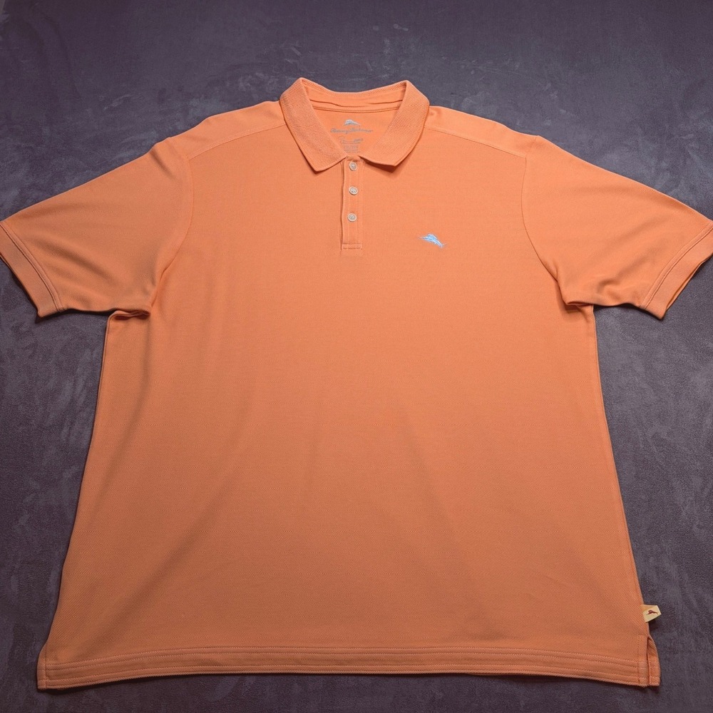 Tommy Bahama Polo Shirt Mens XXL Orange Short Sleeve Supima Cotton Golf - Picture 2 of 10